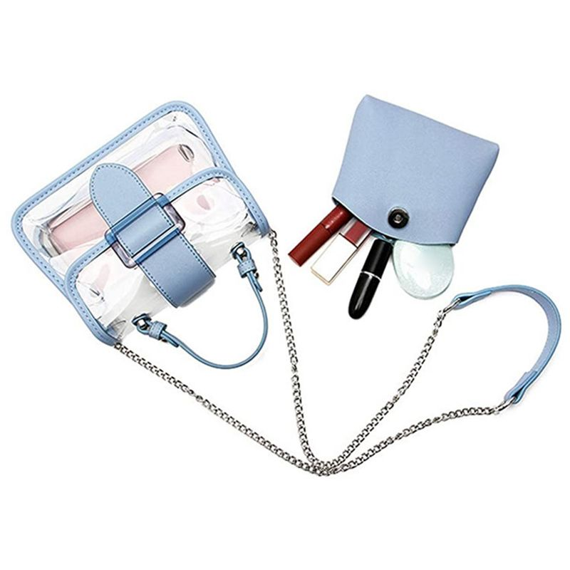 Lihao Borsa tote in PVC Impermeabile 2 in 1 Borsa trasparente con chiusura con fibbia per cintura per la vita quotidiana-Nero_voghion.com