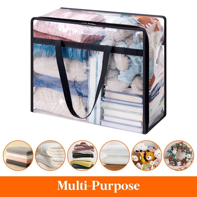 Extra große Aufbewahrungstasche mit Reißverschluss und Griffen – robuster Kleider-Organizer für Reisen, Umzüge und Zuhause (platzsparendes, faltbares Design)_voghion.com