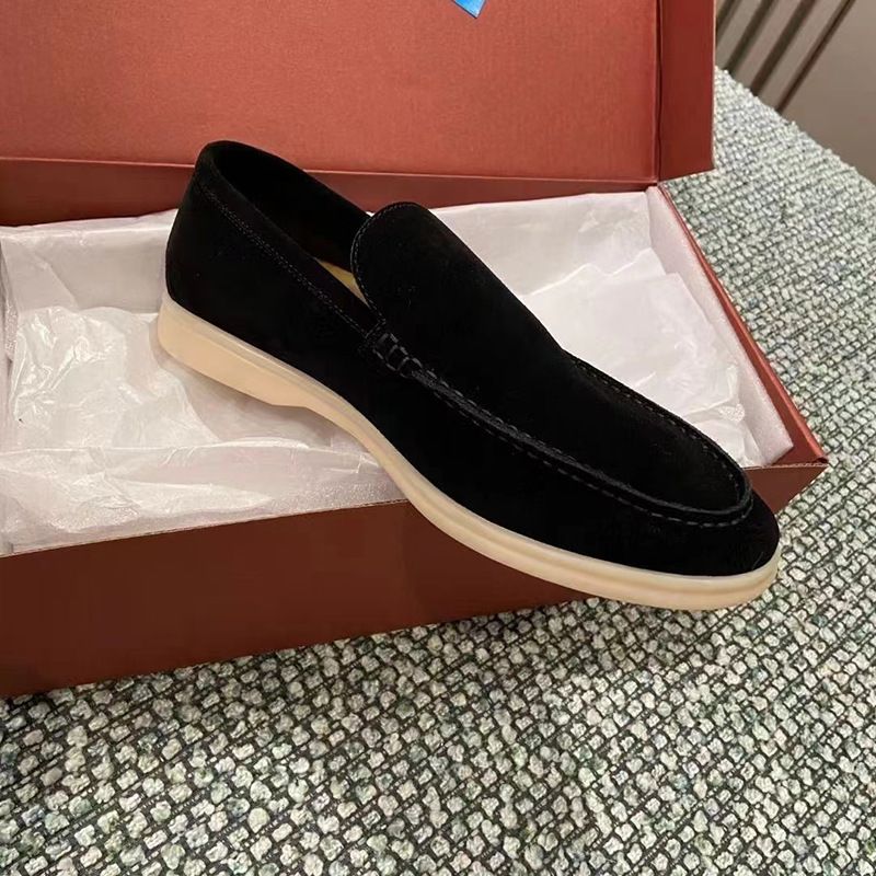 Men's Classic Slip-On Summer Suede Driving Lazy Shoes Casual Genuine Leather Loafers_voghion.com