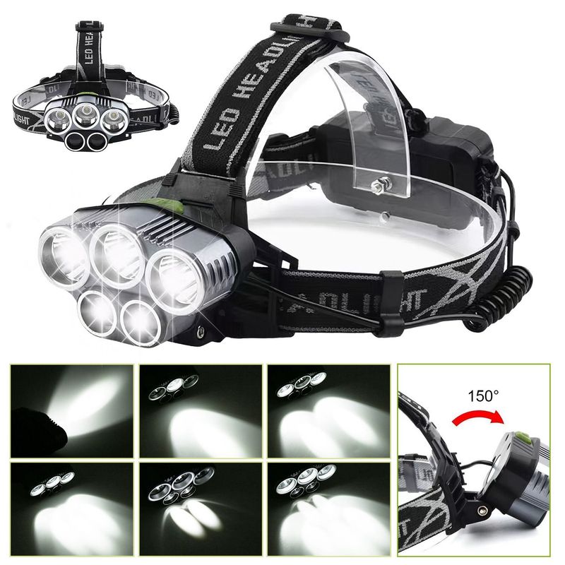 Rechargeable Headlamp 20000 Lumen LED Headlight 6 Modes Headlamp Flashlight For Camping Cycling Hiking Hunting Emergency_voghion.com