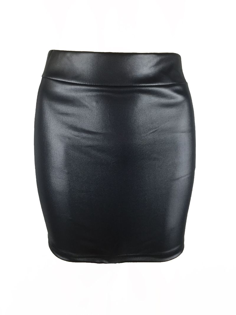 Women's imitation leather bottoming skirt, matte imitation leather skirt, imitation pu hip-covering skirt, summer skirt_voghion.com