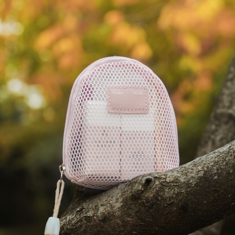 Tragbare rosa Kosmetiktasche in Zylinderform – Reise-Kosmetik-Organizer für Lippenstift und Pinsel (Polyesternetz, kompakt und vielseitig einsetzbar)_voghion.com