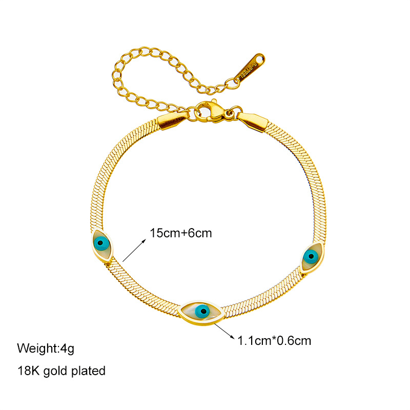 Bracciale unisex semplice all-match retrò avanzato ovale con lama in acciaio al titanio e occhi blu e bianchi_voghion.com