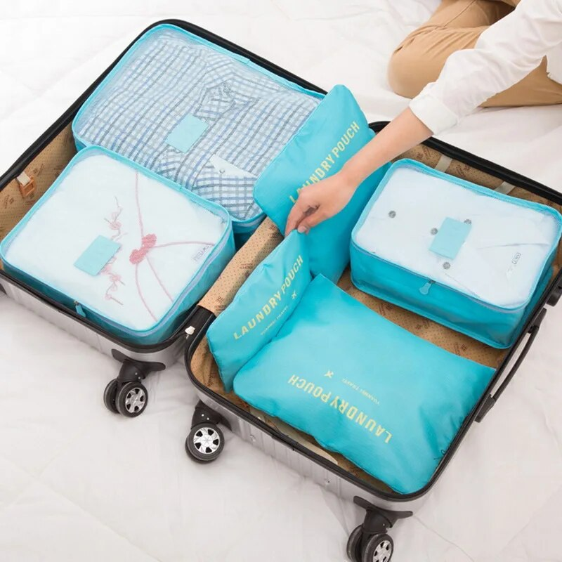 6pcs Travel Bags Suitcase Packing Set Storage Cases Portable Lage Clothes Shoe Foldable Organizer_voghion.com