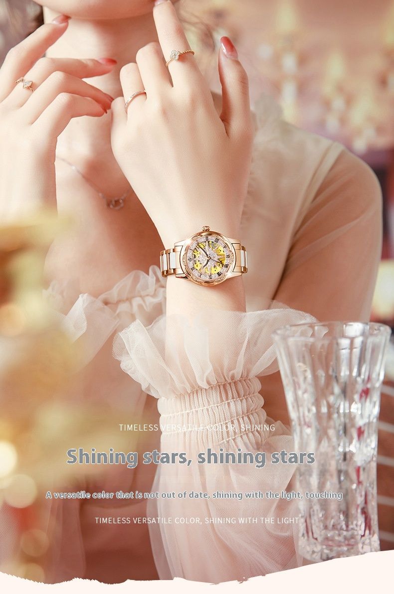 New light luxury ladies automatic skeleton fashion mechanical watch_voghion.com