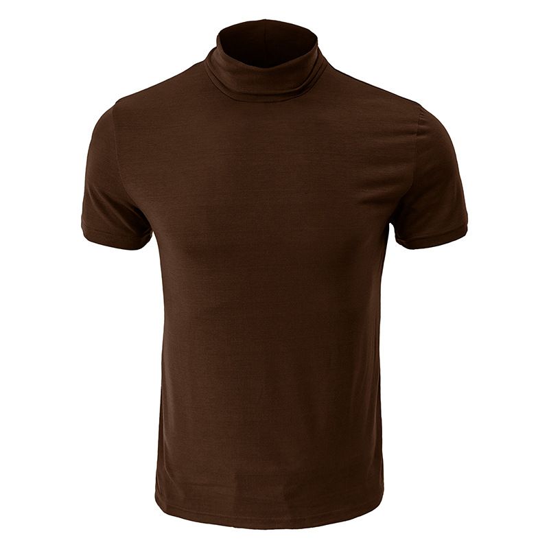 Suitable For All Seasons 2025 Summer High Neck Base Layer Short Sleeve Inner Wear Top Men's T-Shirt_voghion.com