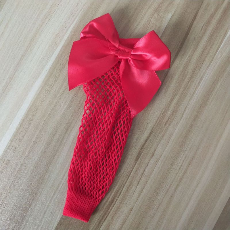 2025d Kinder Bowknot Samt Mesh Strümpfe Prinzessin Fishnet Kurze Socken_voghion.com