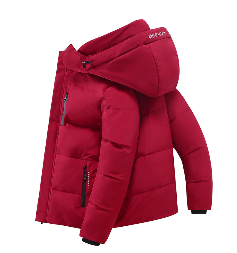 Piumino corto invernale da uomo - Cappotto caldo con cappuccio con potere riempitivo 550, leggero ed elegante per un abbigliamento casual (grigio, nero, rosso)_voghion.com