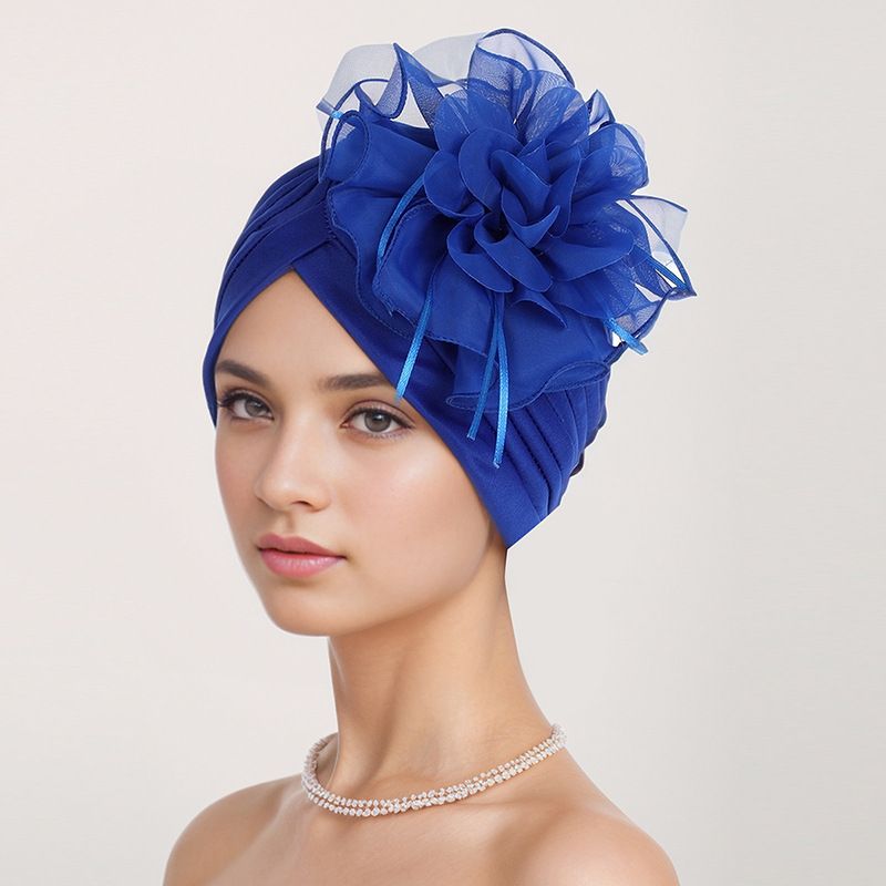 Muslim hat Ladies elegant side large flower streamers stretch breathable watermelon hat chemo hat headscarf hat_voghion.com