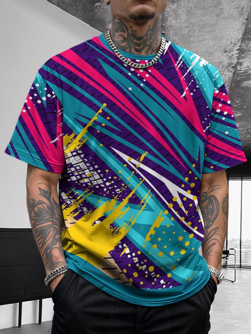 Sommer Neue Herren Kontrastfarbe Street Style Patchwork Modisch Lässig Atmungsaktiv Vielseitig Kurzarmhemd_voghion.com
