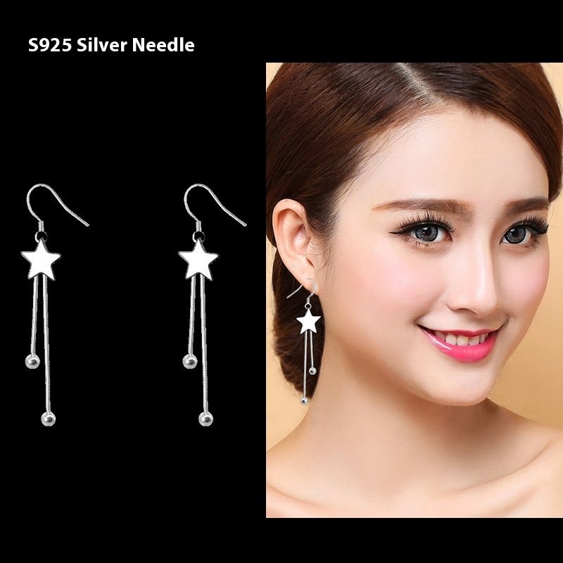 Orecchini a clip a forma di stella, stile elegante, nappa a forma di stella scintillante con un tocco di alta qualità, orecchini da sera per donna_voghion.com