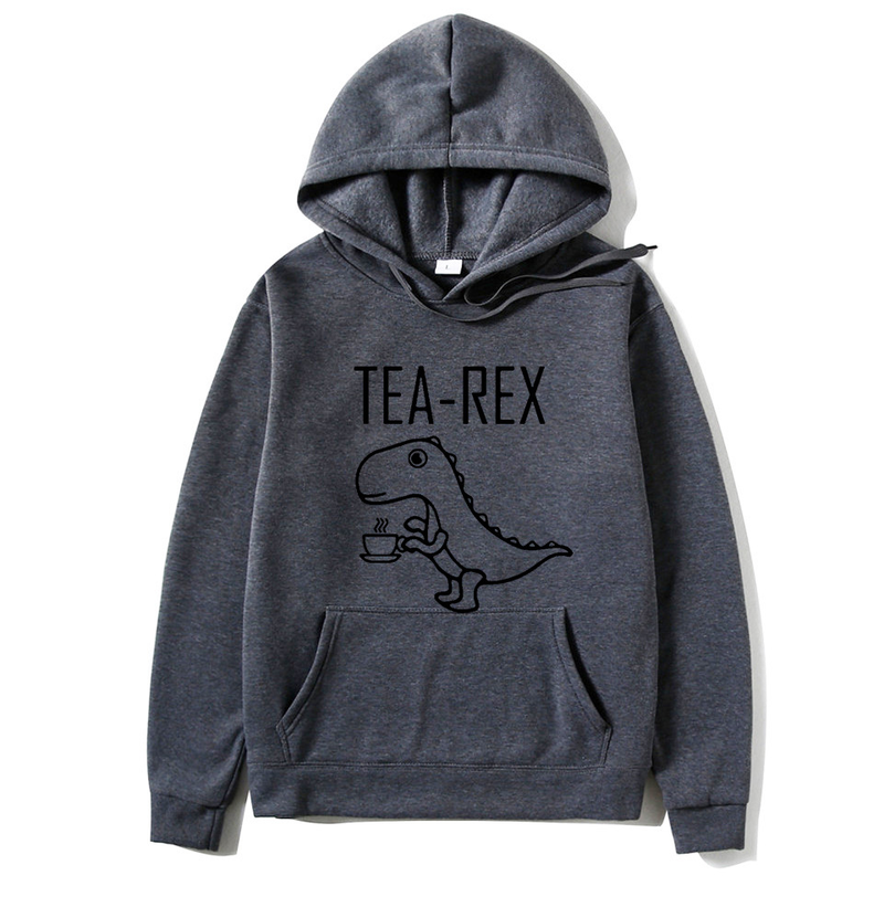 Nuovo simpatico dinosauro che beve caffè Maglioni da uomo e da donna con cappuccio di tendenza di strada_voghion.com