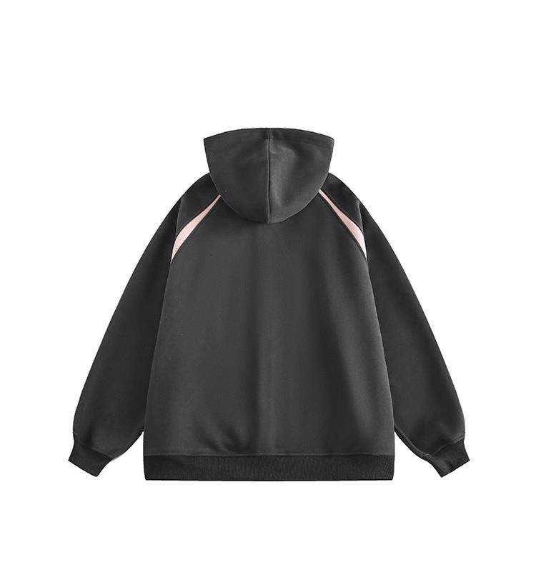 Moletom com capuz grande masculino com zíper – Jaqueta streetwear 90% algodão com costura contrastante (3 cores, 5 tamanhos)_voghion.com