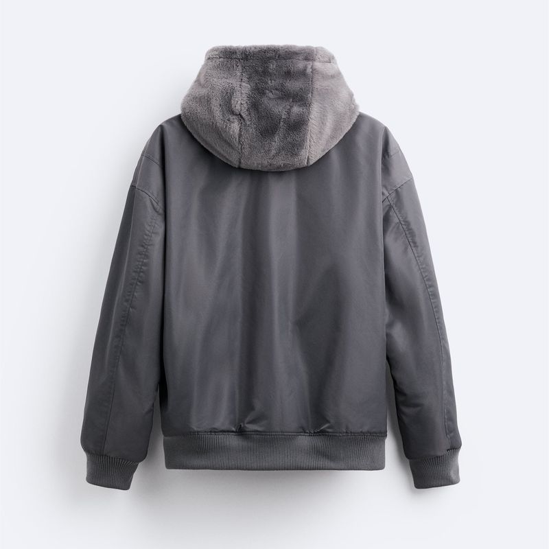 Men's Reversible Thickened Fleece-Lined Hooded Bomber Jacket For Winter, Streetwear Cotton Coat, Black/Grey (S/M/L/XL)_voghion.com
