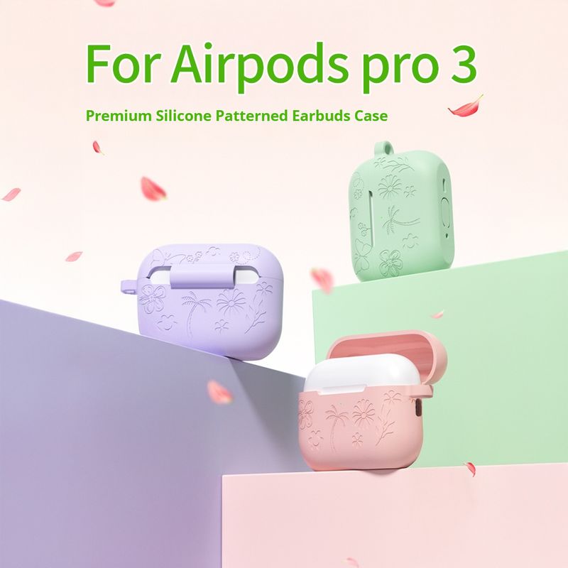 Custodia con motivo a farfalla e fiore 3D per AirPods Pro 3 2025, morbida custodia in silicone con motivo a cartoni animati per AirPods Pro3, custodia con gancio_voghion.com