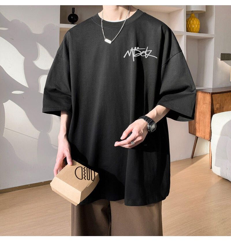 Maglietta a maniche corte da uomo, taglie forti, estiva, casual, ampia, con scollo rotondo e mezza manica, semplice e stampata._voghion.com