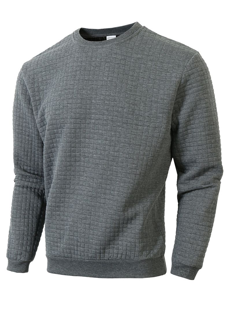 Ropa para hombre, otoño e invierno, camisa informal ajustada para hombre, camiseta de manga larga con cuello redondo y diseño de gofre_voghion.com