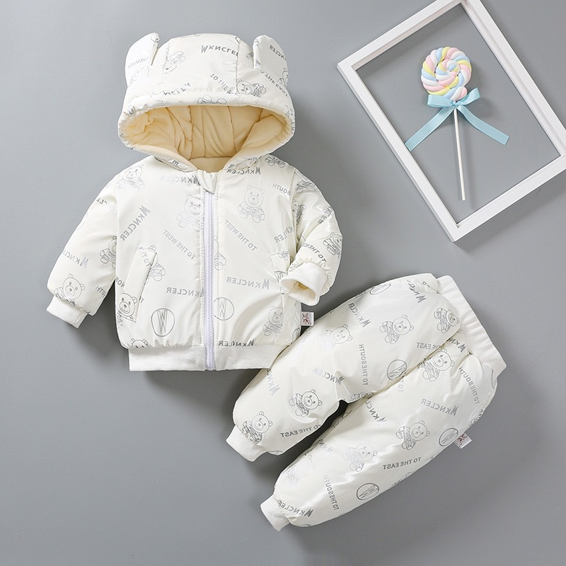 Completo invernale per bambini, completo imbottito in cotone addensato. I neonati e le ragazze super carini escono per stare al caldo_voghion.com