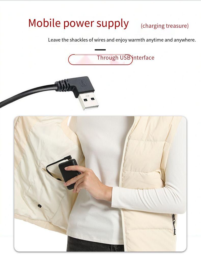 Nowa, podgrzewana kamizelka grzewcza USB Outdoor Warm Down Smart Electric Heating z kołnierzem_voghion.com