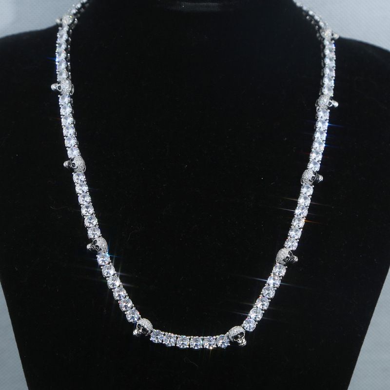 Black Panther 5mm Zircon Tennis Chain Skull Halskjede Hip Hop Men's Tennis Chain_voghion.com