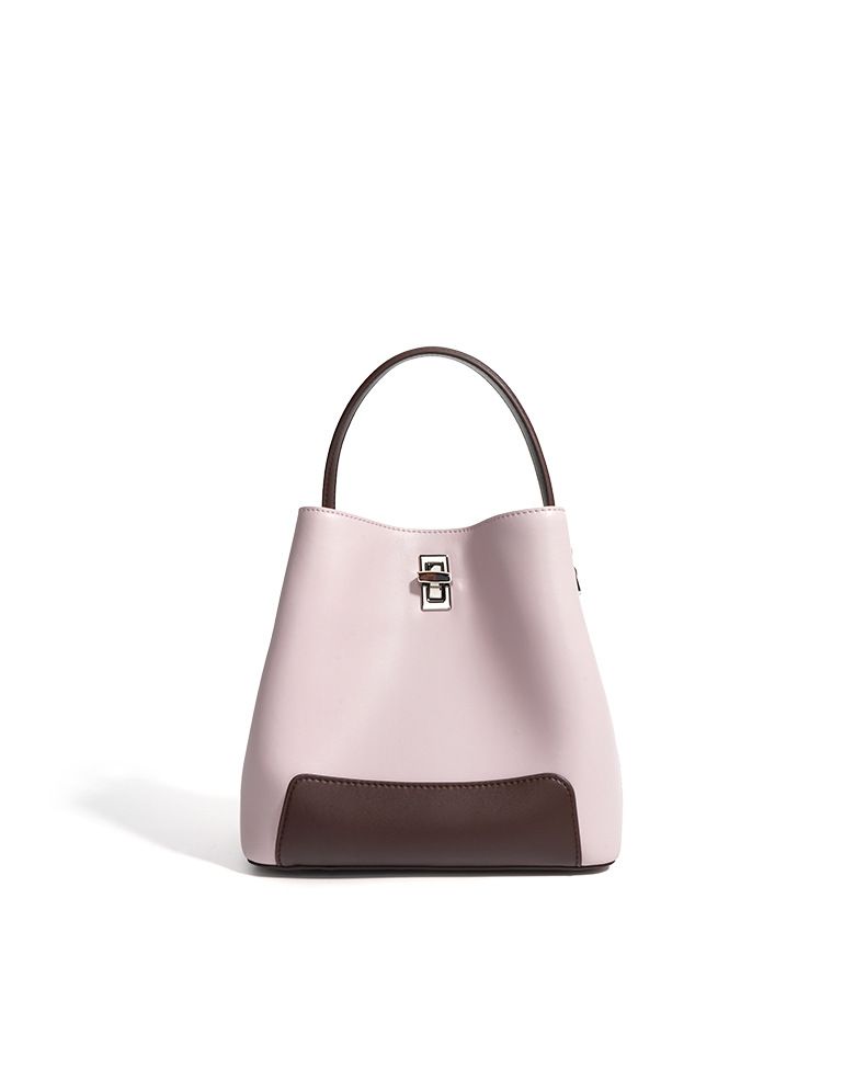 New contrast color ladies handbag, spring and summer new leather handbag, multifunctional shoulder crossbody bucket bag,_voghion.com