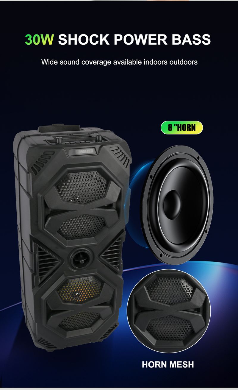 ZQS8212 Multifunctional Wireless Bluetooth Audio Outdoor Card Song With Microphone Radio Large Speaker_voghion.com
