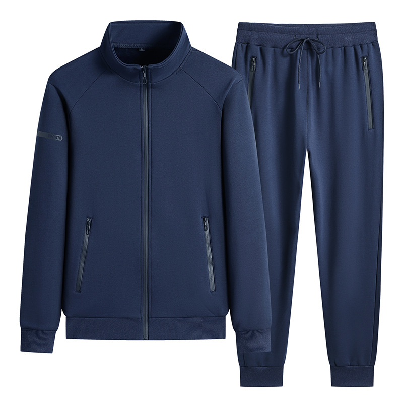 Combinaison de sport en pur coton pour homme d'âge moyen, veste décontractée respirante à manches longues pour la course à pied et l'automne_voghion.com