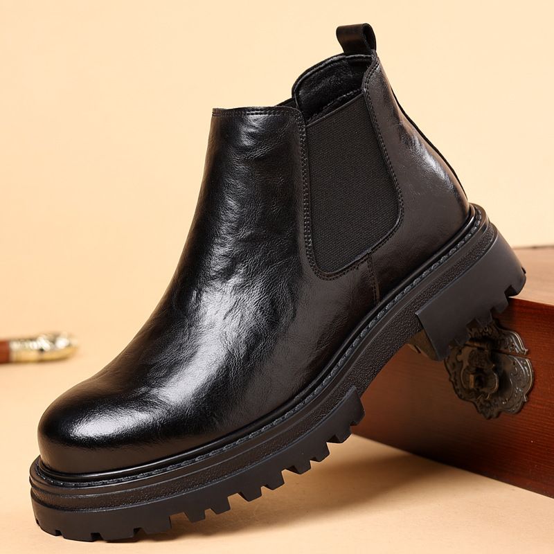 European Warm Series Autumn And Winter Mid-Top Short British Style Men's Velvet Warm Low-Top Martin Boots_voghion.com