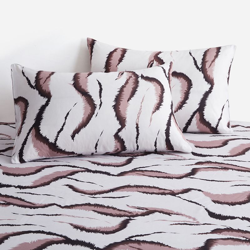 Dekbedovertrek met zwart-witte zebratextuur, dubbelzijdig bedrukt, dekbedovertrek, driedelige set van zacht polyester - gefreesde fluwelen textuur_voghion.com