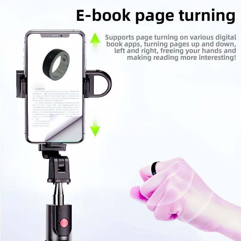 Bluetooth Smart Remote Control Wearable Black Technology Compatible With Huawei Xiaomi Phones Tablets Photo Ring Durability Upgrade_voghion.com