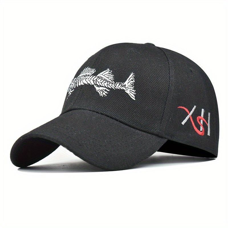 Berretto da baseball con visiera e ricamo a forma di pesce per amanti della pesca all'aperto, per uomini e donne_voghion.com