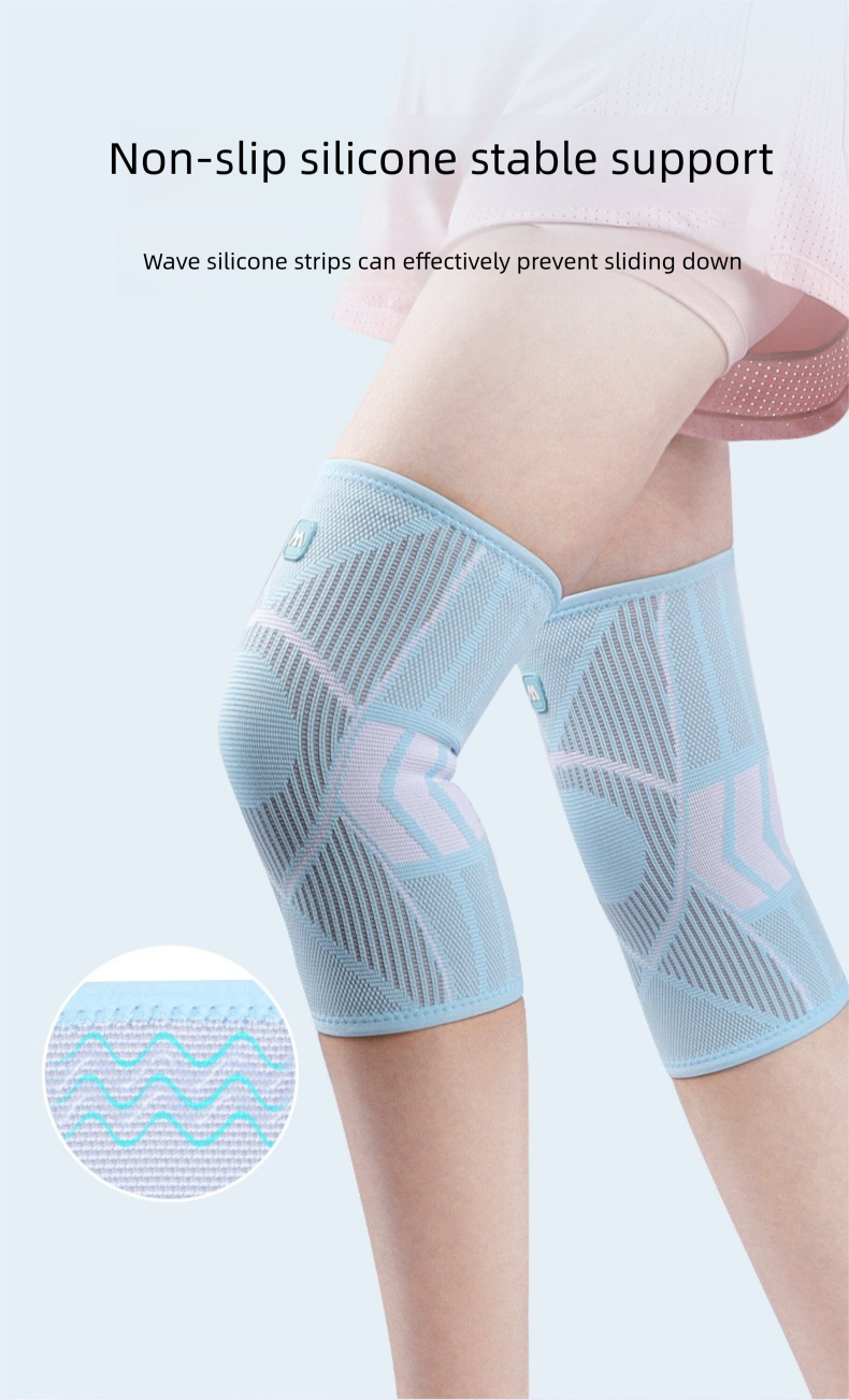Ginocchiere sportive in nylon elasticizzato a quattro vie, calde, antiscivolo, traspiranti, assorbenti del sudore, per ciclismo, fitness, corsa e escursionismo_voghion.com