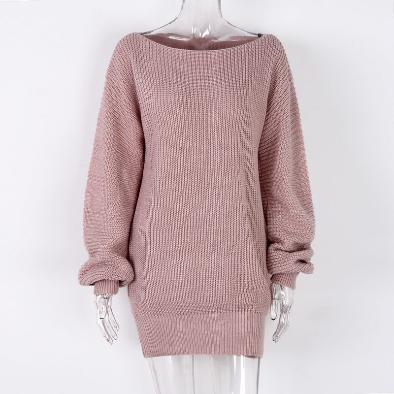 K Europe And America Abito casual ampio con scollo a V e maniche lunghe, abbigliamento da donna più venduto_voghion.com