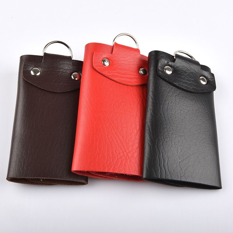 PU Leather Car Keychain Unisex Home Door Full Coverage Multi-Card Slot Key Case 33g_voghion.com