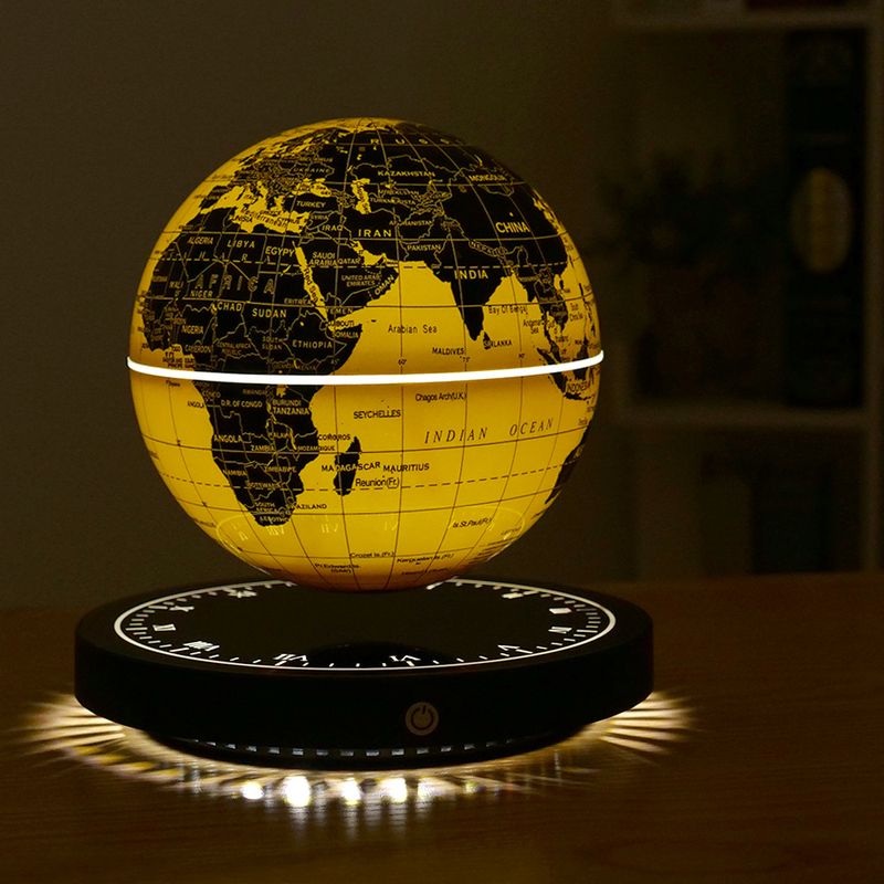 Glob de levitație magnetică, lumină de noapte rotativă 3D tridimensională, cadou pentru iubit, birou tehnologic negru_voghion.com