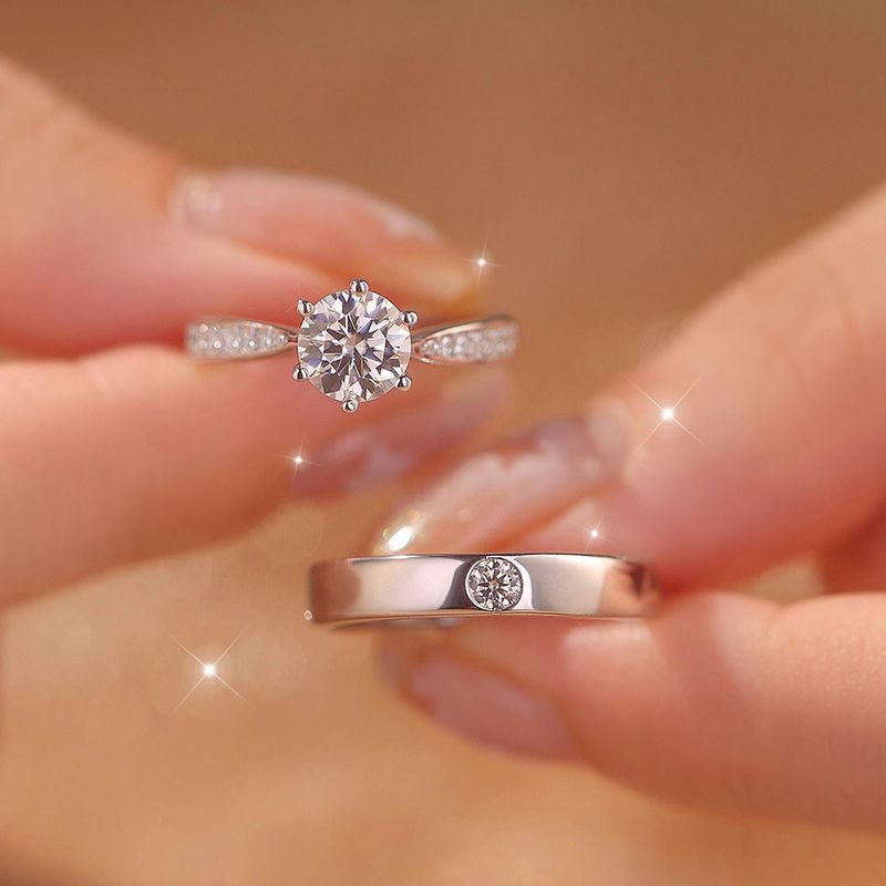 Anelli di fidanzamento e proposta di matrimonio con diamanti da 1 carato, regolabili, per uomo e donna, con moissanite simulata._voghion.com