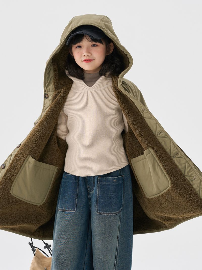 Giacca in peluche per ragazzi e ragazze autunno e inverno 2025, nuova giacca invernale per bambini, con parte superiore spessa e doppia faccia, stile coreano accattivante_voghion.com
