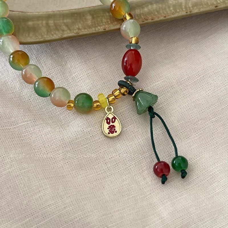 Bracelet en verre de style chinois Lotus Ruyi Ins, polyvalent, haut de gamme, style ancien_voghion.com