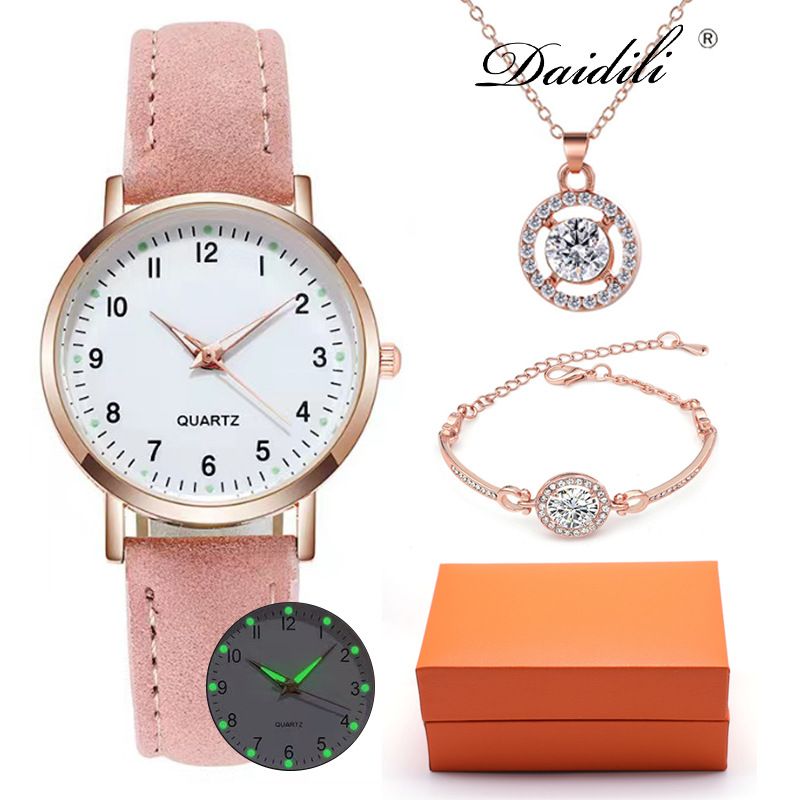 Reloj de pulsera, pulsera, collar, reloj, mujer, luminoso, collar, pulsera, relojes de cuarzo_voghion.com