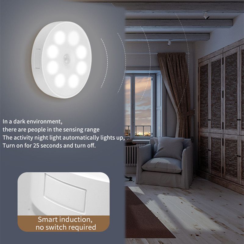 Napelemes mozgásérzékelős LED éjszakai fények USB újratölthető energiatakarékos intelligens érzékelős LED éjszakai lámpa mágneses szekrénylámpa_voghion.com