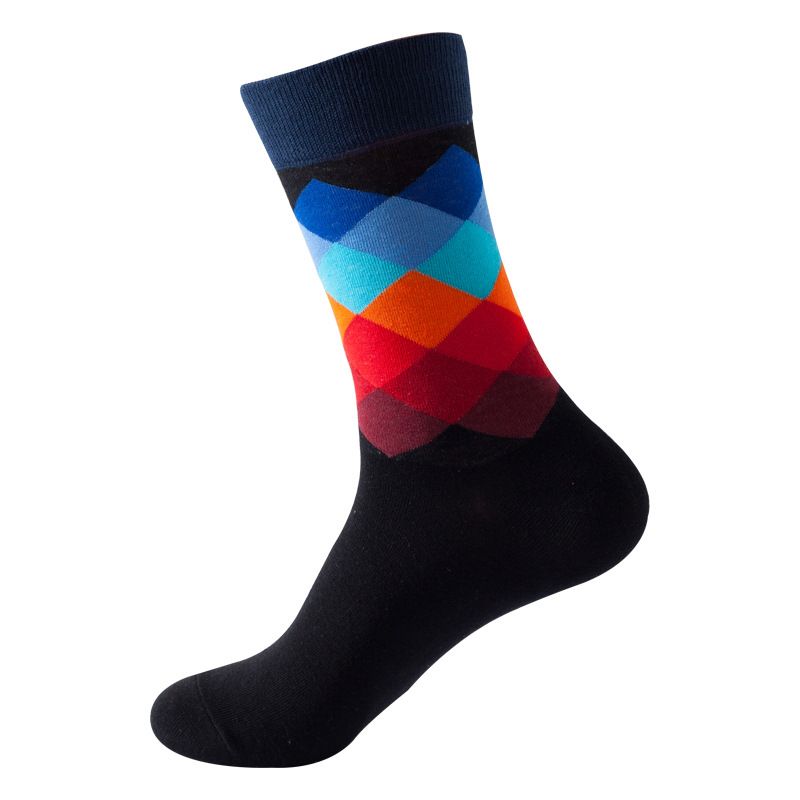 10 Pairs Of Stylish, Casual Socks For Both Men And Women Ins Style Mid-Calf For Women With Diamond Pattern, Fashionable Trendy Unisex Men's Socks_voghion.com