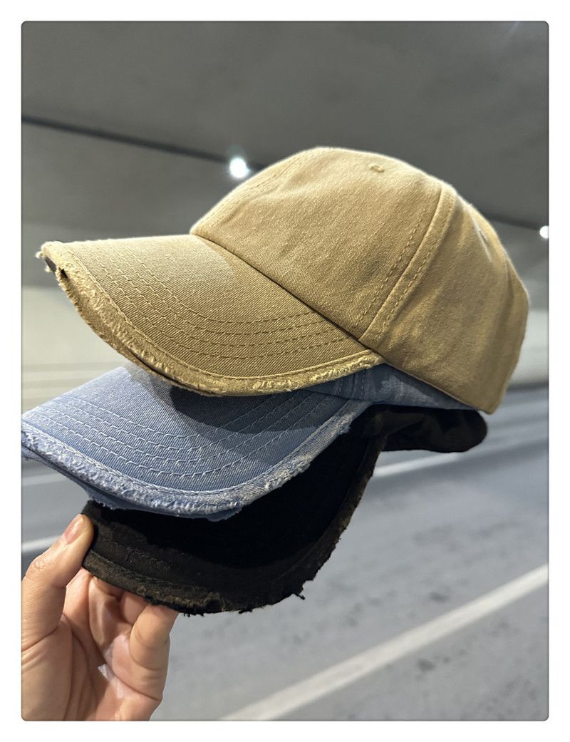 Casquette de baseball style cowboy délavée et usée, avec languette cassée, polyvalente pour hommes et femmes, avec visière pare-soleil à bords frottés, 2023_voghion.com