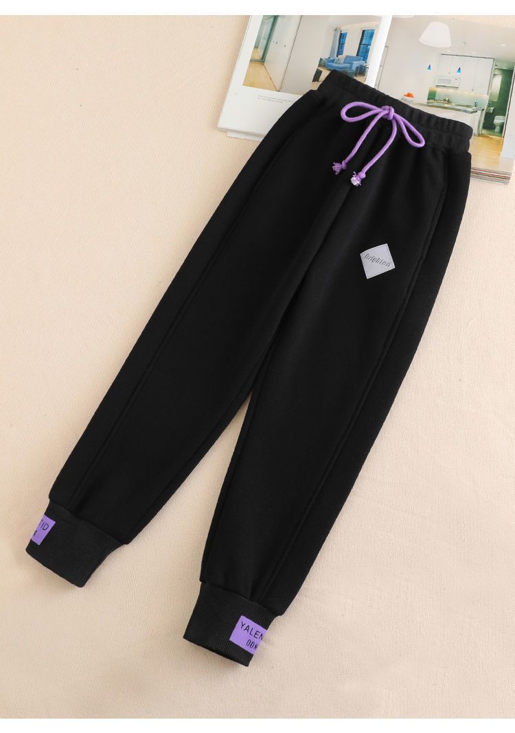 Pantaloni harem con polsini larghi e filettati da donna, per autunno e inverno, più pantaloni in velluto_voghion.com