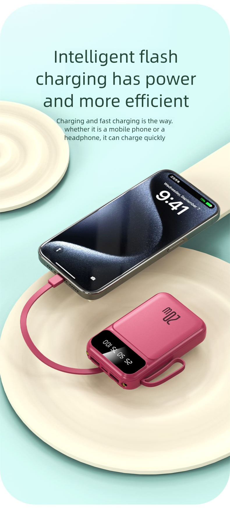 Mini banco de energía portátil de gran capacidad de 20 000 mAh con certificación 3C_voghion.com