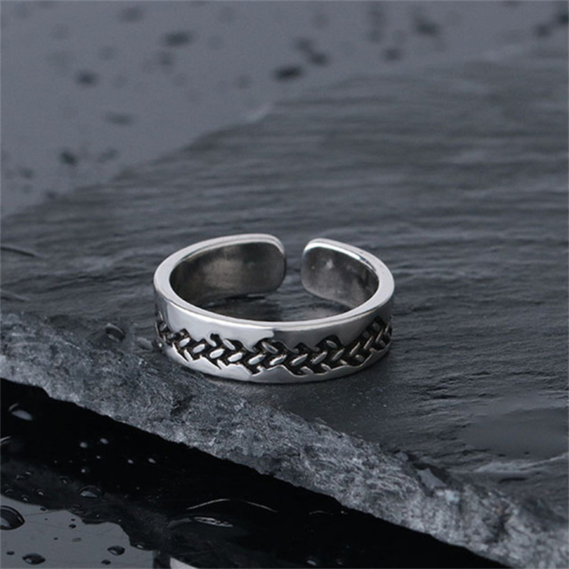 Beliebte Linien Geometrie Für Männer Schmuck Trendy Sterling Silber Ring Männlichen Zeigefinger Zubehör Einstellbar_voghion.com