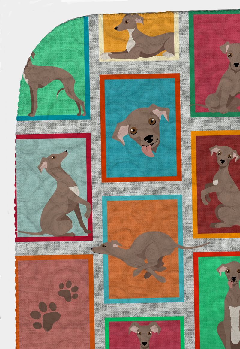 Lots of Fawn Italian Greyhound Quilted Blanket 50x60 Artwork Pattern Quilted Throw Blanket for Bed, Couch, Sofa, Soft and Lightweight_voghion.com