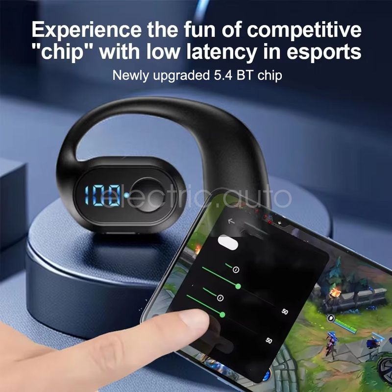 Bluetooth 5.4 Wireless Earbuds With Display Waterproof Ear Hook TWS Earphone US_voghion.com