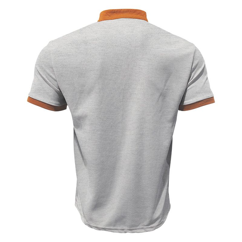 Cross-border Independent Station American Summer Casual Men's Tether Loose Henry Western Denim Waffle Short Sleeve Suit_voghion.com