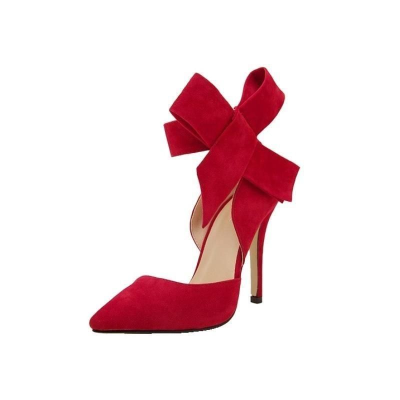 New Women Pumps Shoes Fashion Bow High Heels Shallow Classic Pointed Toes Heels Stilettos Empty Thin Jazz Dance Wedding Shoes_voghion.com