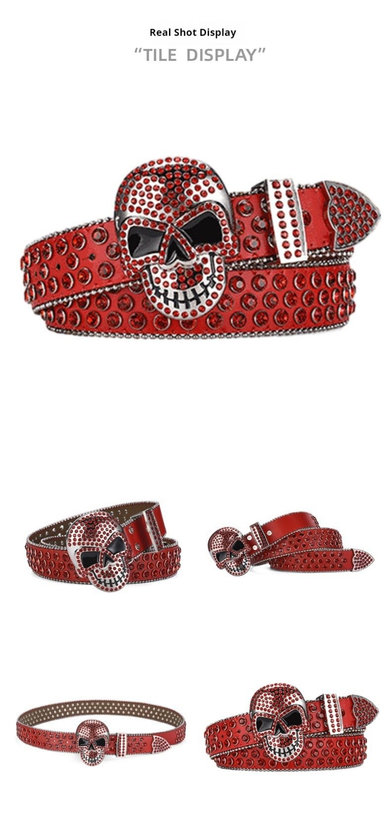 Nieuwe Cross Border Skull Punk-riem voor mannen, geklonken acryl kristal tailleband, Ins Europese en Amerikaanse paillettenriem voor vrouwen_voghion.com